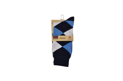 Socks Business Comfort Argyle Dark blue and bluish white MS-002 Site 65,66,67,134