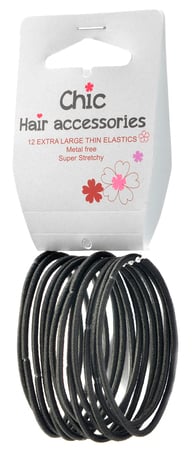 12 EXTRA LARGE THIN ELASTICS Metal free Super Stretchy HA009
