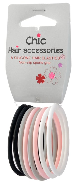 8 SILICONE HAIR ELASTICS Non-slip sports grip HA007 8 SILICONE HAIR ELASTICS Non-slip sports grip HA007