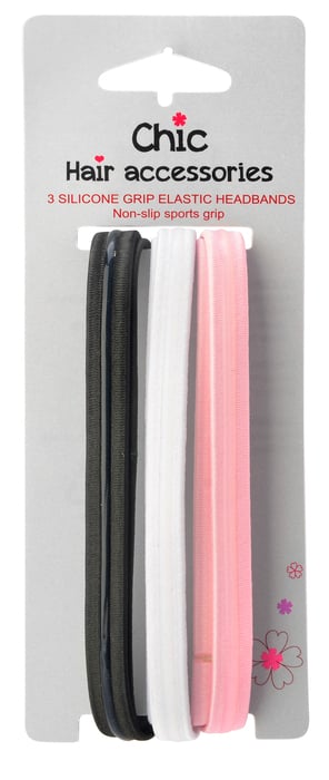 3 SILICONE GRIP ELASTIC HEADBANDS Non-slip sports grip HA012