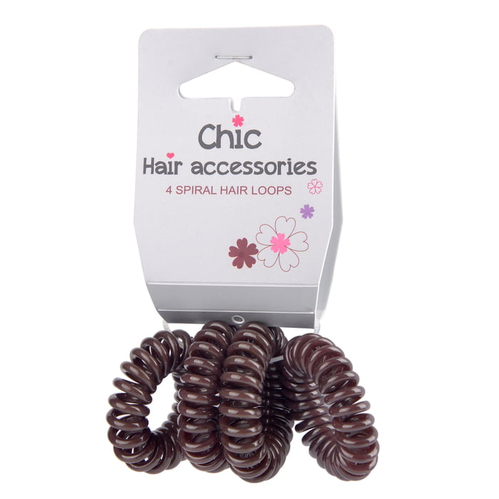 4PK 3.5CM SPIRAL HAIR LOOPS	BROWN HA052