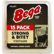 Bega Vintage Cheese Slices 15 pack 250g 180651 (12 a box)
