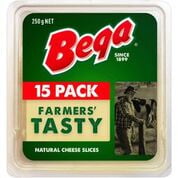 Bega Tasty Natural Cheese Slices 15 pack 250g 180648 (12 a box)